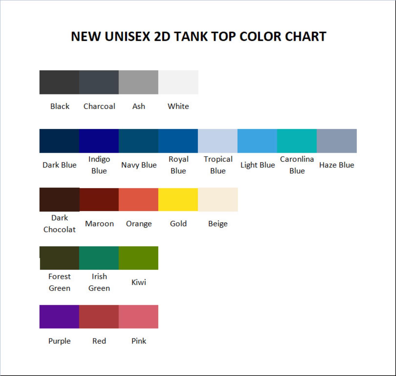 tank top color chart - Tom And Jerry Merch