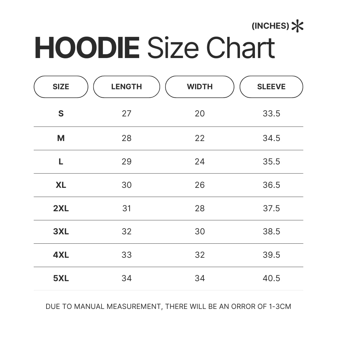 Hoodie Size Chart - Tom And Jerry Merch