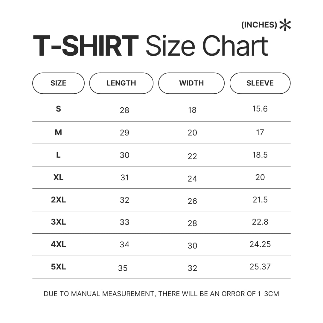 T shirt Size Chart - Tom And Jerry Merch